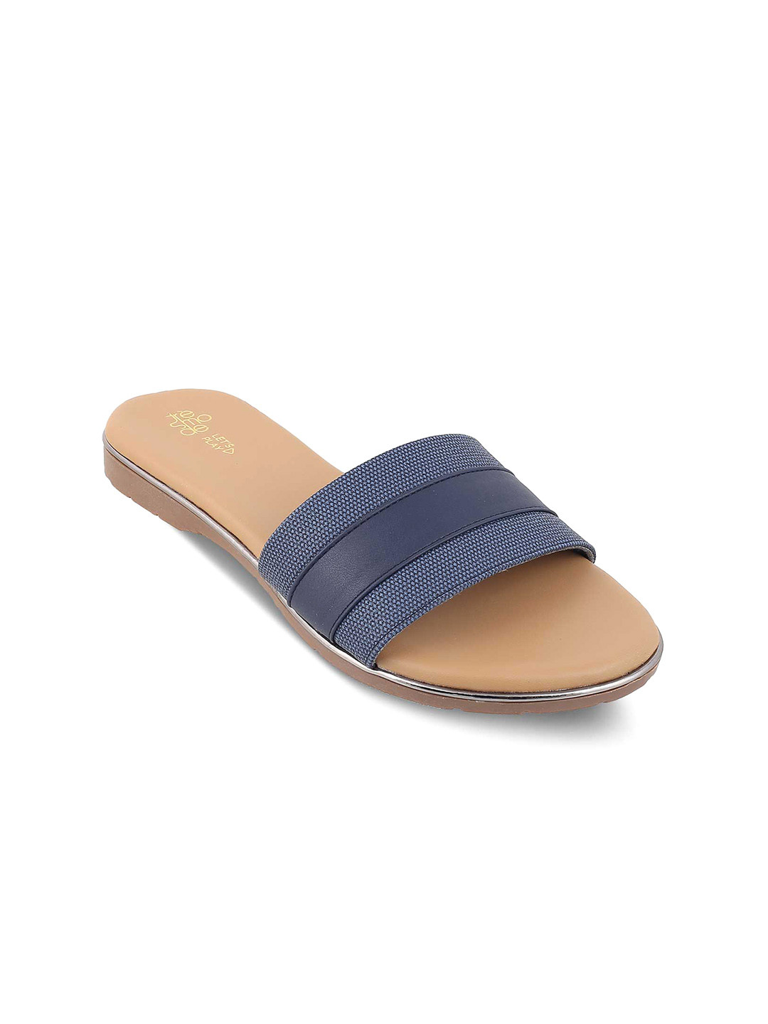 

Tresmode Textured Open Toe Flats, Navy blue