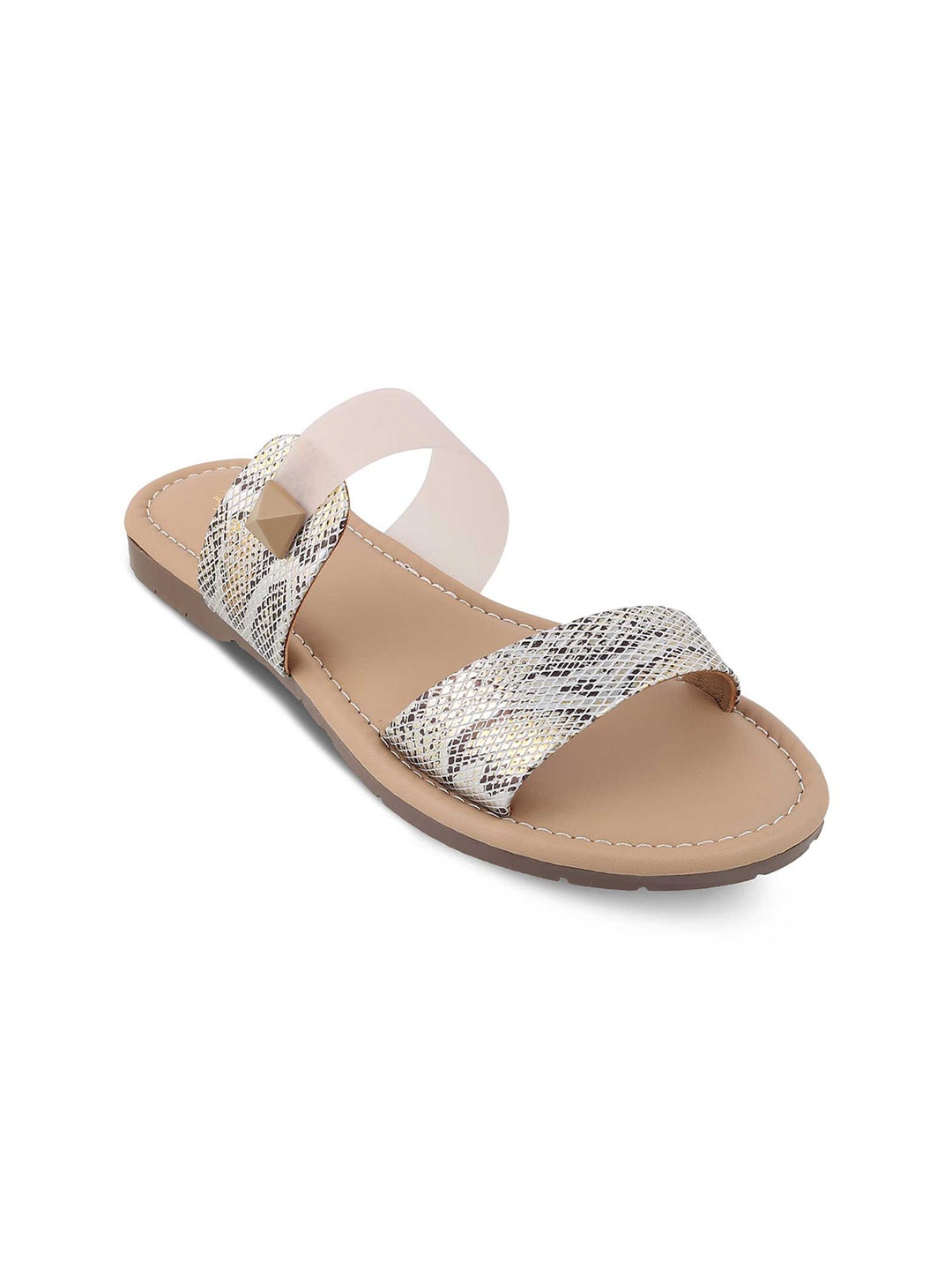 

Tresmode Women Printed Open Toe Flats, Beige
