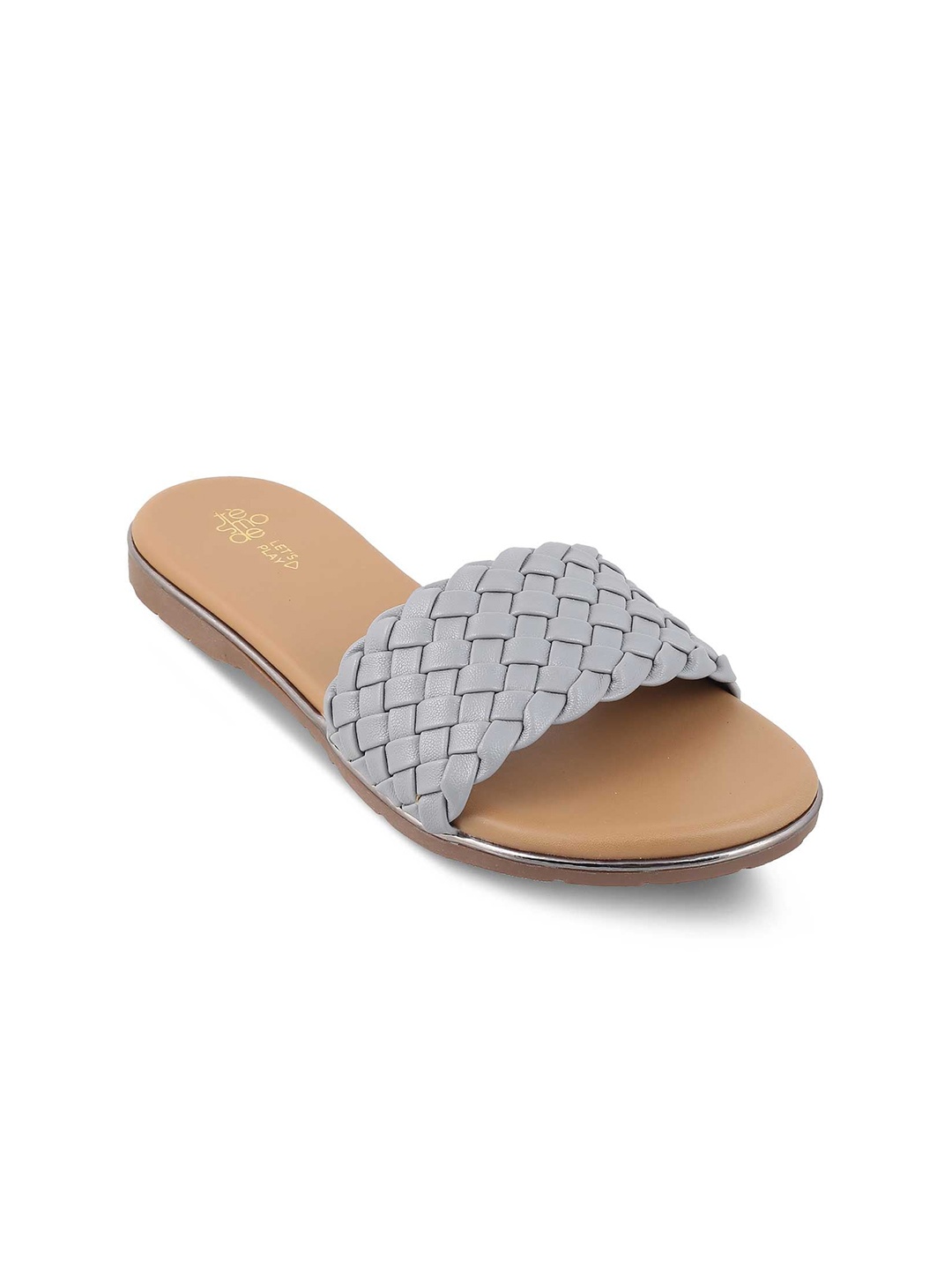 

Tresmode Textured Open Toe Flats, Grey