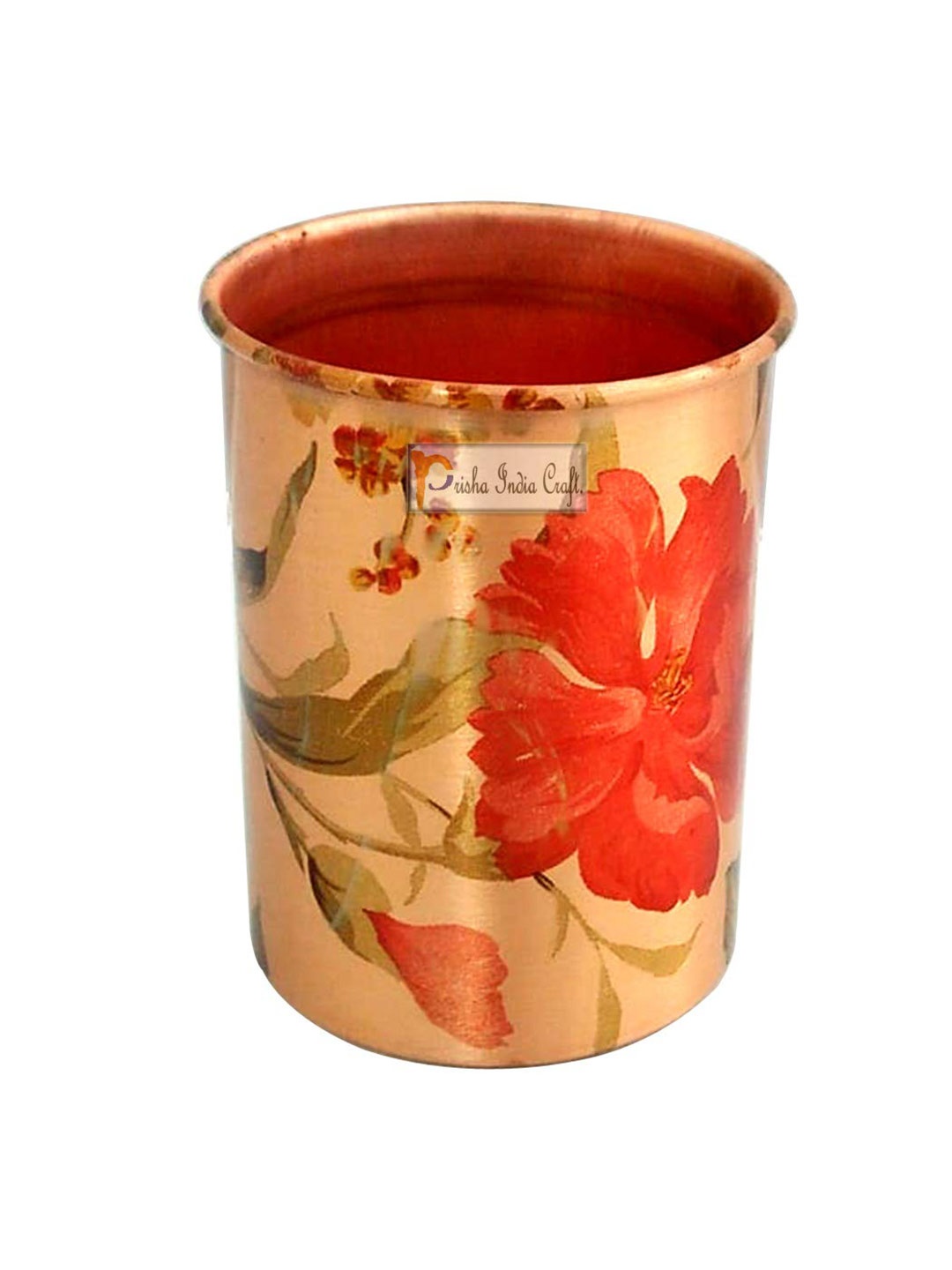 

PRISHA INDIA CRAFT Floral Printed Copper Glass