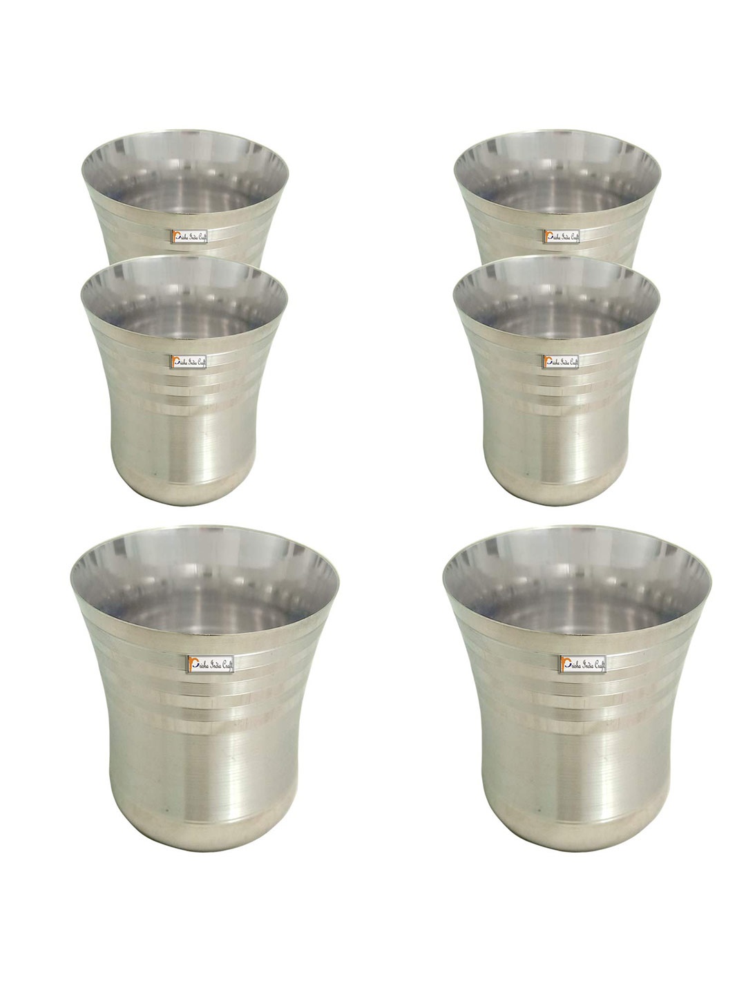

PRISHA INDIA CRAFT Steel 6 Pieces Solid Copper Water Glasses 300 ml