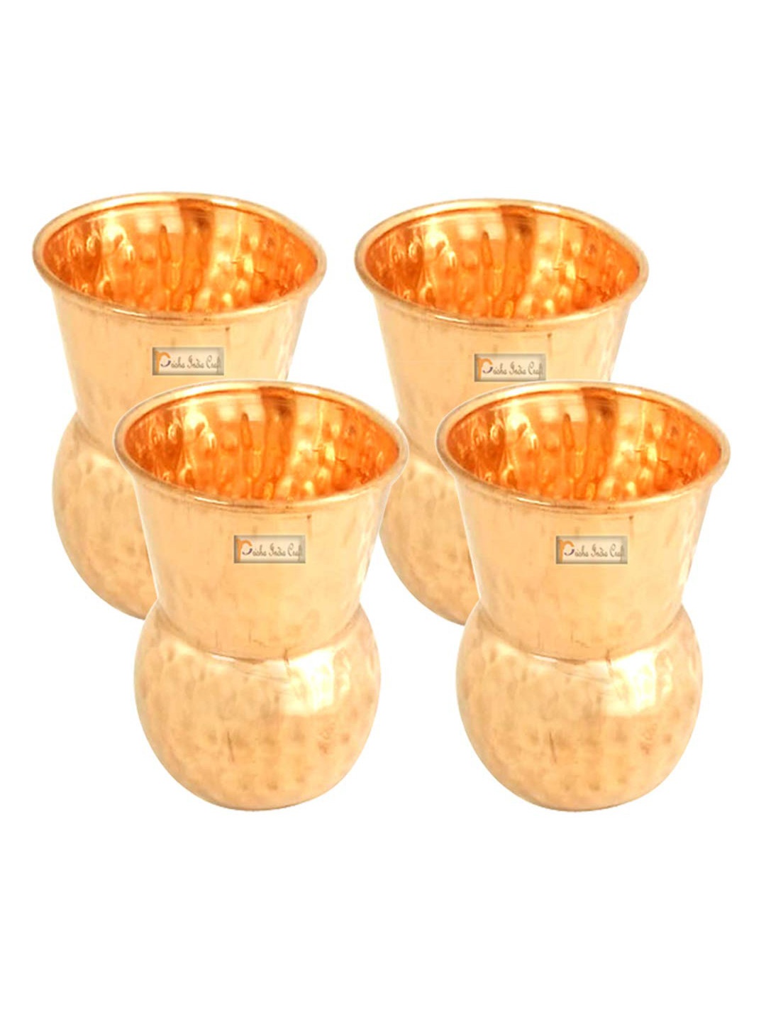 

PRISHA INDIA CRAFT 4 Pcs Copper Water Glasses 375 ml