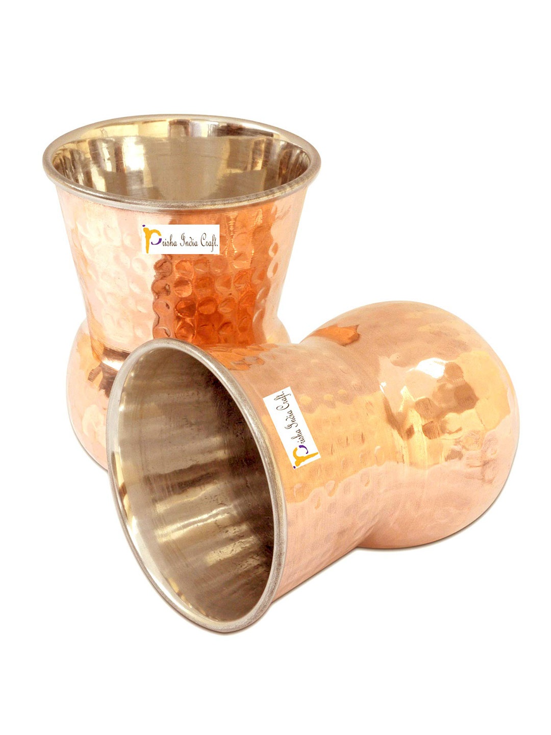 

PRISHA INDIA CRAFT 2 Pieces Copper Water or Juice Glass 270 ML
