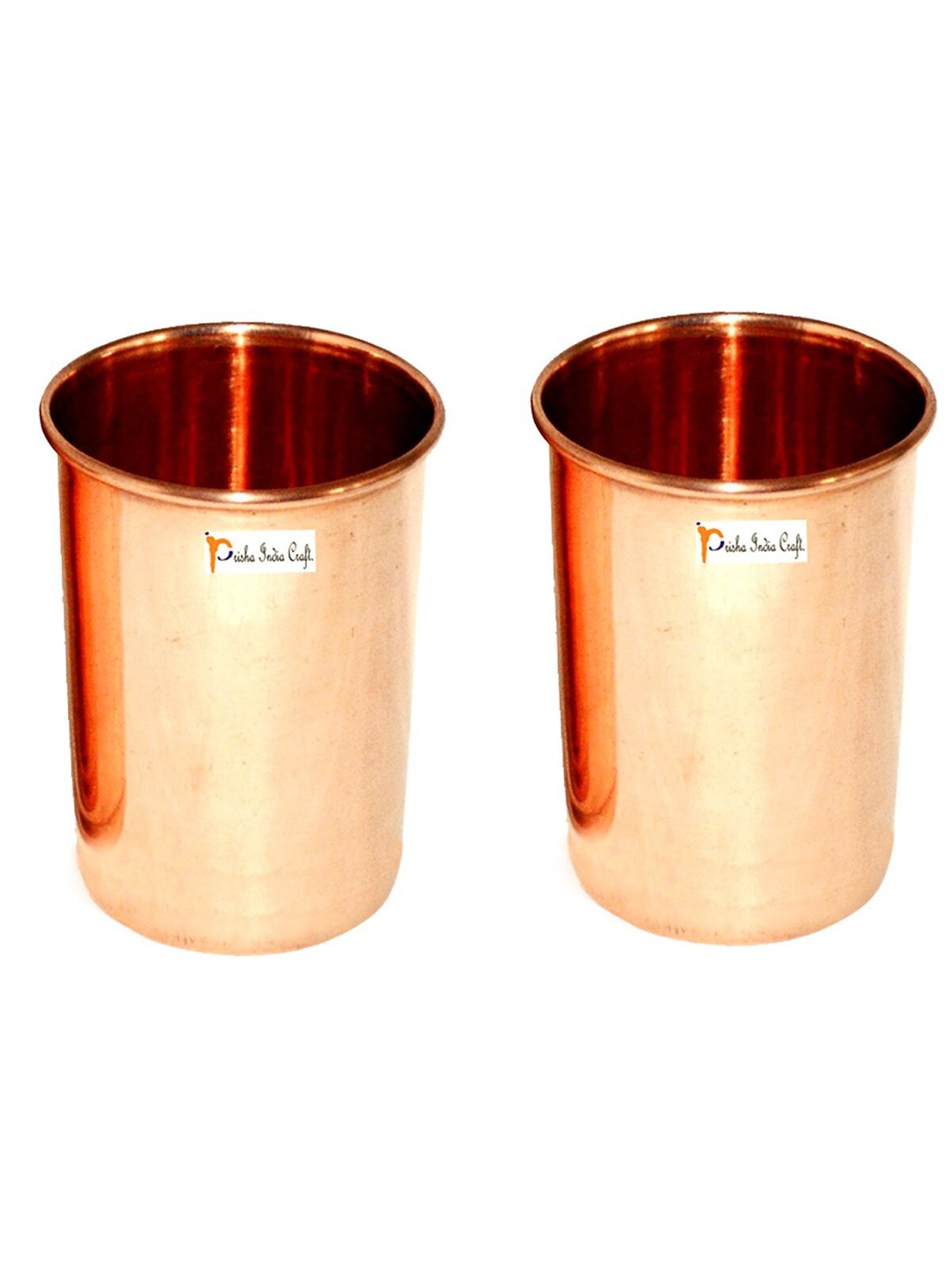 

PRISHA INDIA CRAFT Gold Toned 2 Pieces Solid Copper Water Glasses With Lid 300 Ml