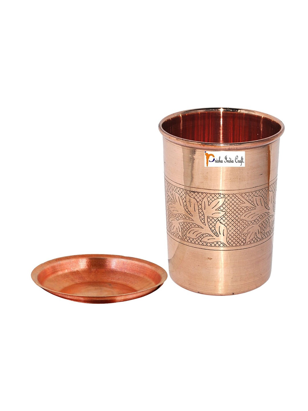 

PRISHA INDIA CRAFT Printed Copper Water Glass With Lid 250 ml