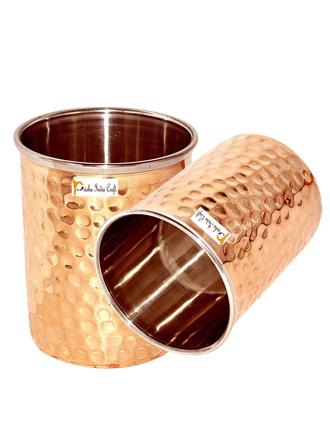 

PRISHA INDIA CRAFT 2 Pcs Copper Water Glasses 300 ml