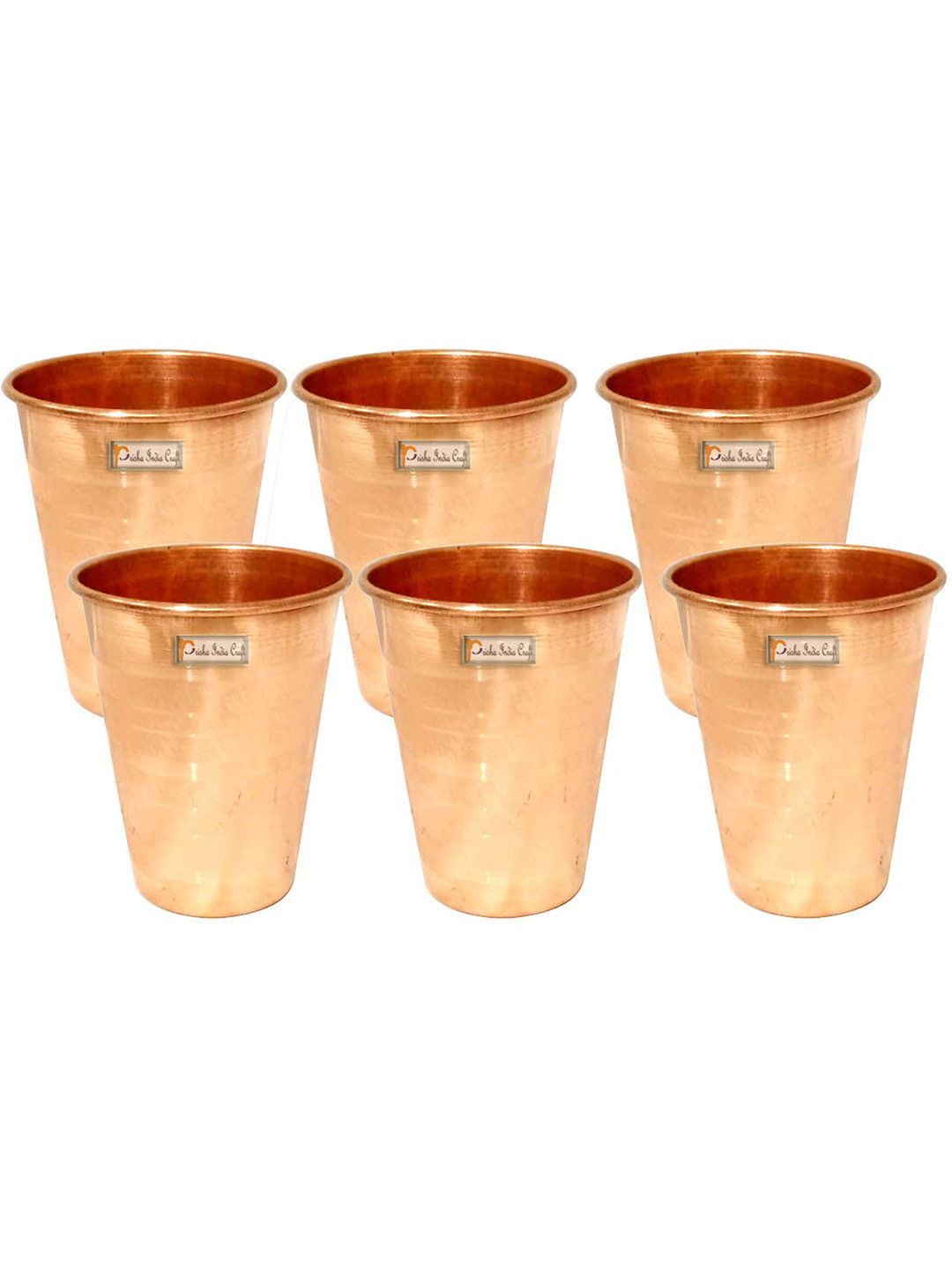 

PRISHA INDIA CRAFT 6 Pcs Copper Water Glasses 350 ml