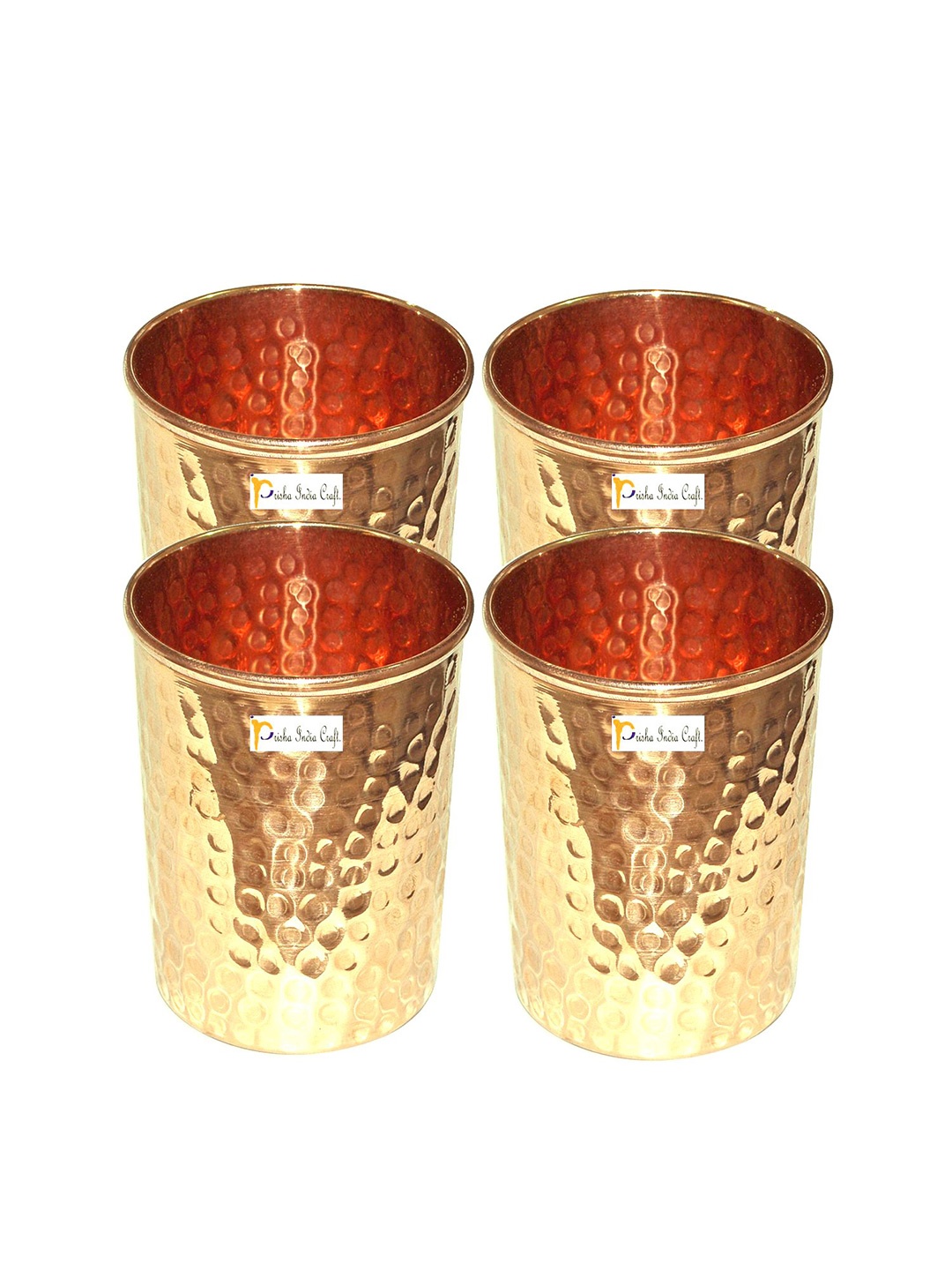 

PRISHA INDIA CRAFT 4 Pcs Copper Water Glasses 250 ml