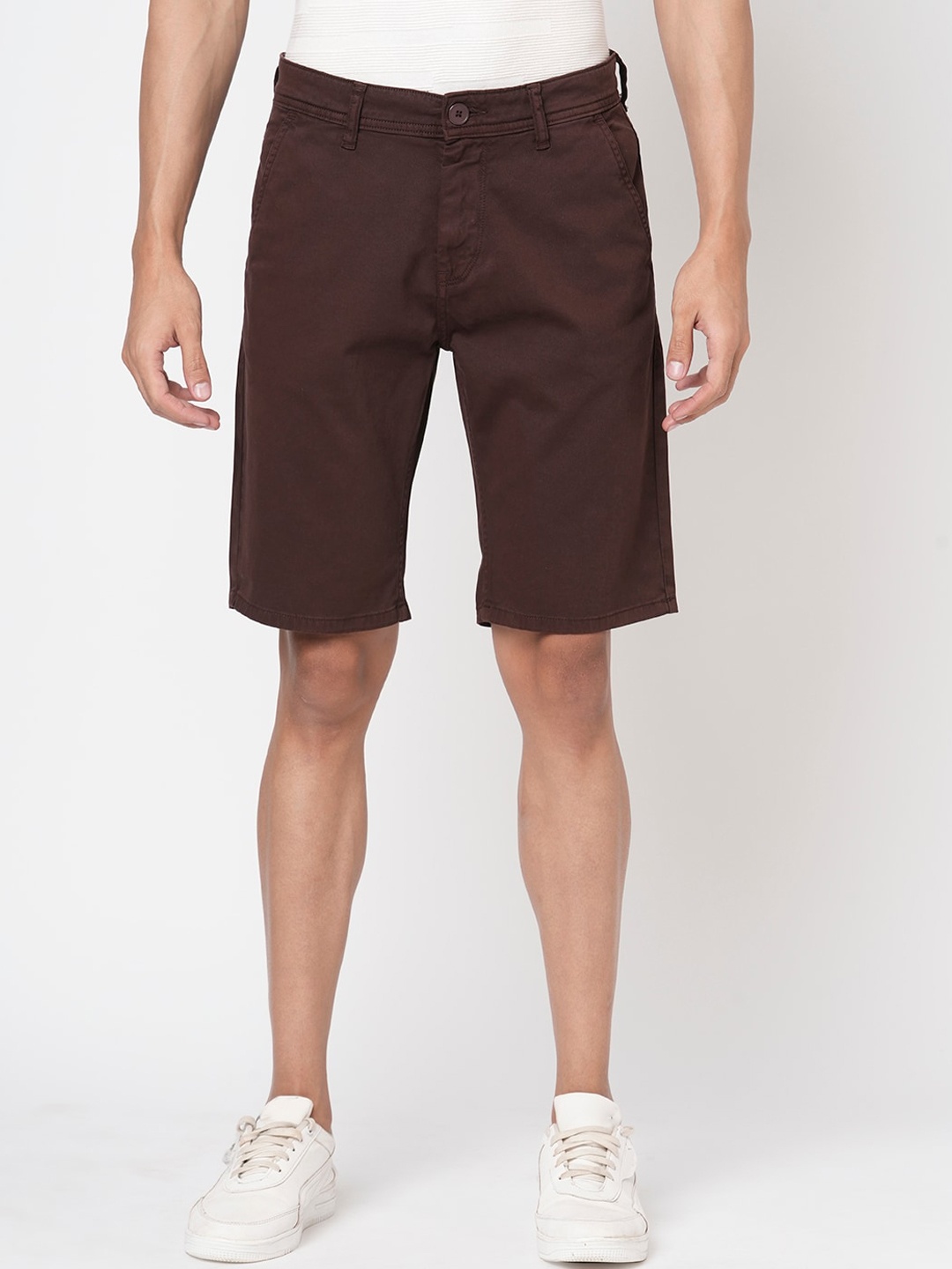 

Mast & Harbour Men Coffee Brown Slim Fit Low-Rise Shorts