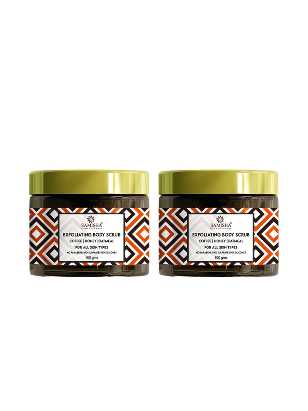 

SAMISHA Set Of 2 Coffee Body Scrub With Honey & Oatmeal - 100g Each, Brown