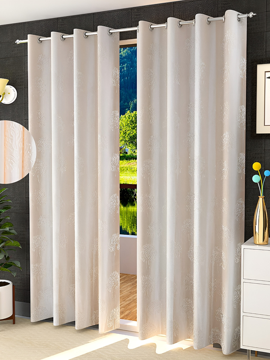 

luchom Grey 2 Pieces Room Darkening Door Curtains