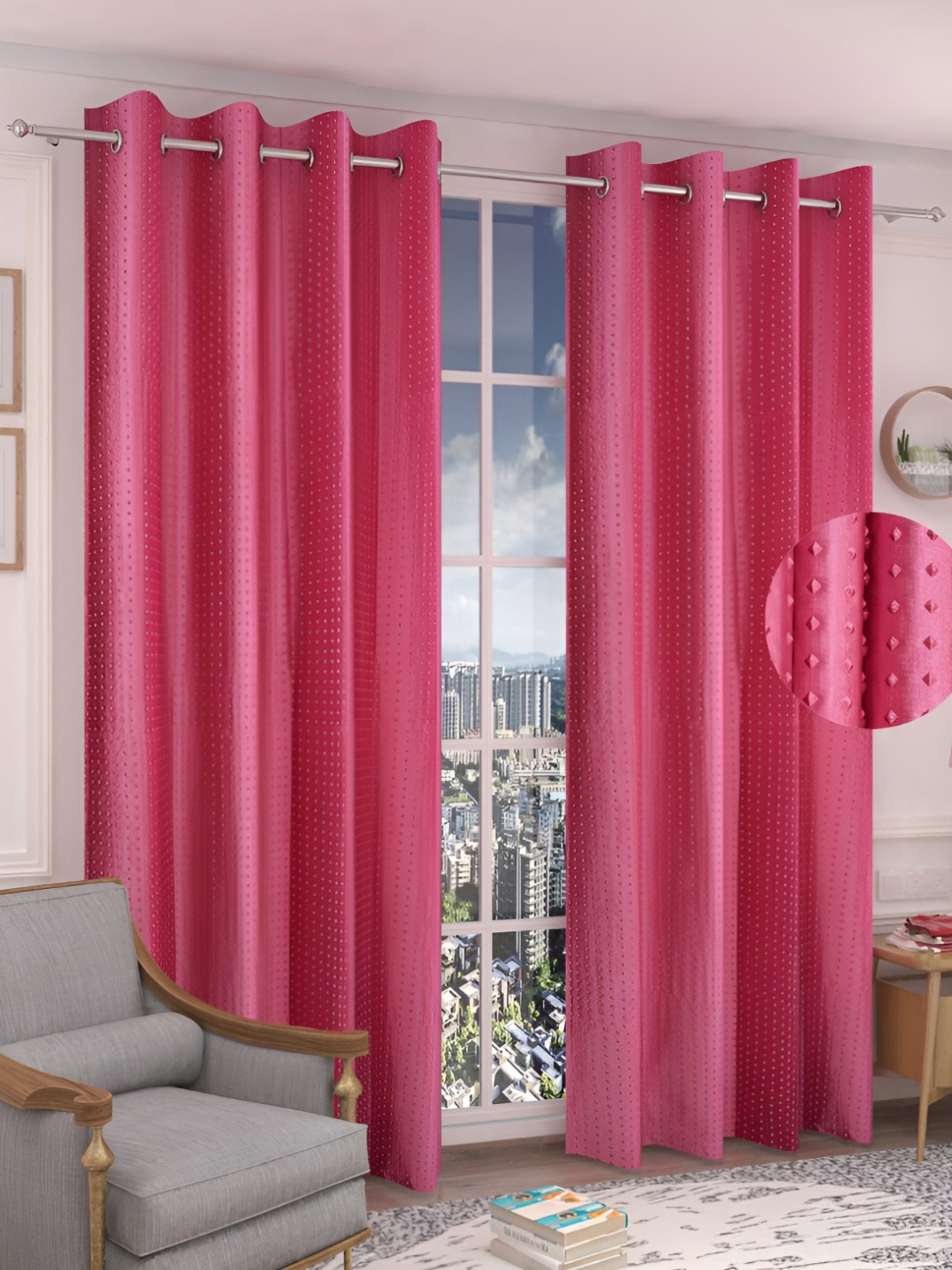 

luchom Pink 2 Pieces Room Darkening Door Curtain