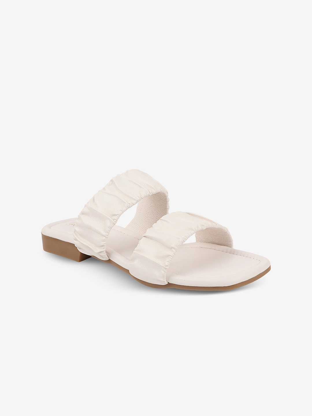 

AXIUM Textured Open Toe Flats, White