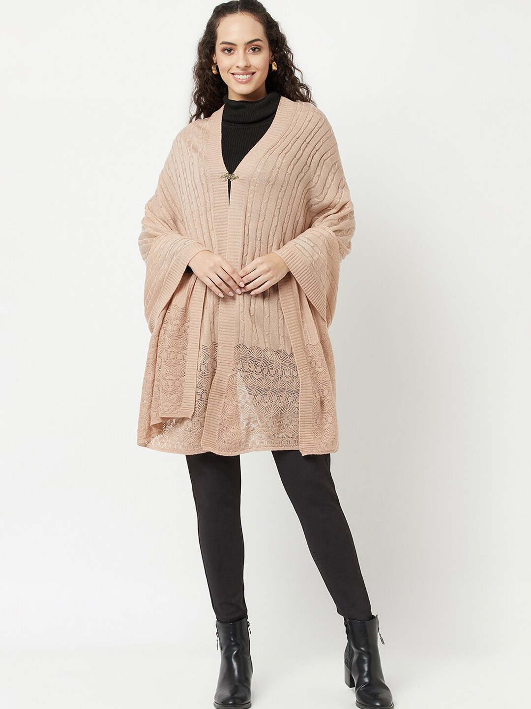 

Knitstudio Geometric Knitted Acrylic Shawl, Pink