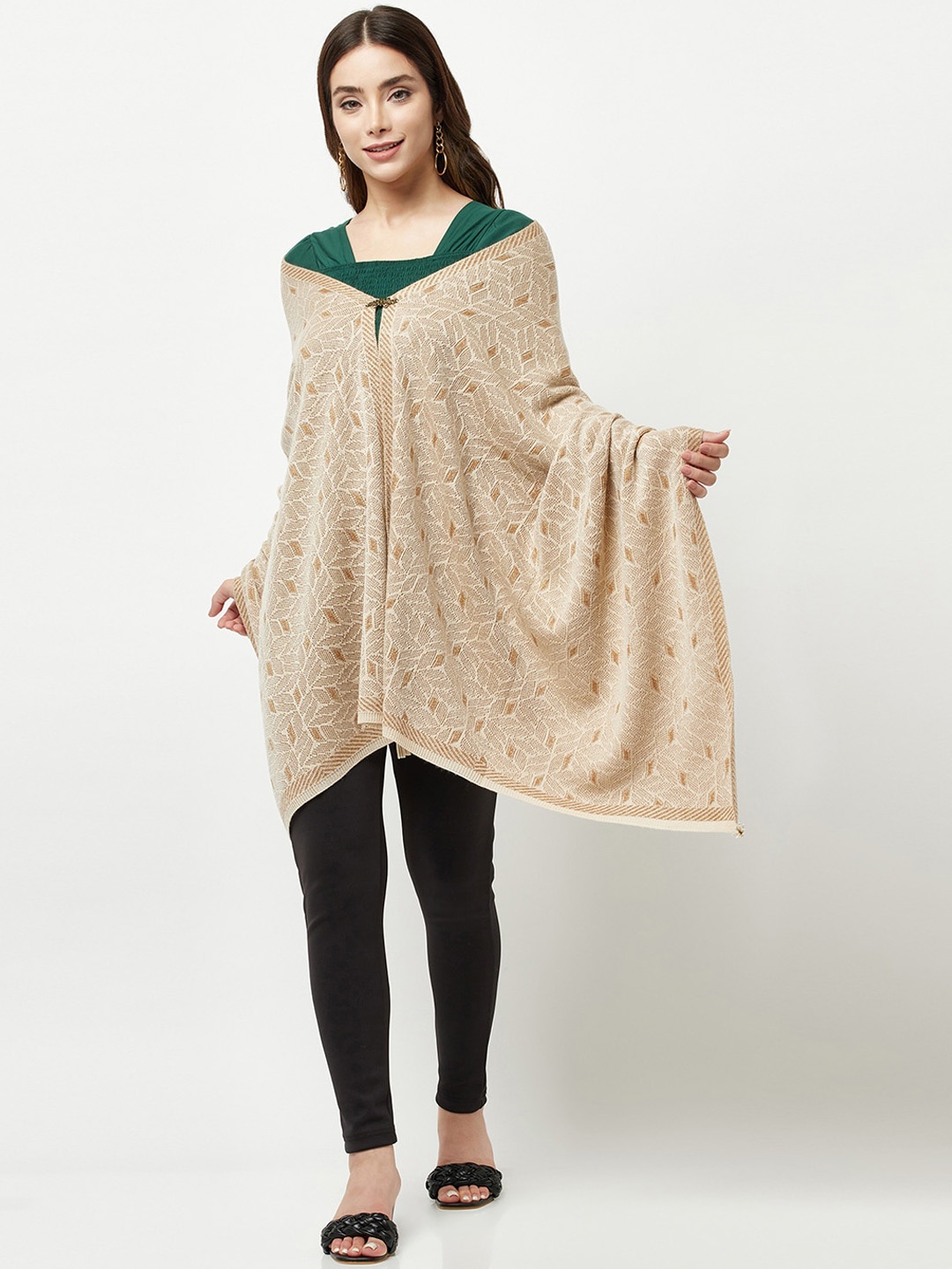 

Knitstudio Abstract Embroidered Acrylic Shawl, Beige