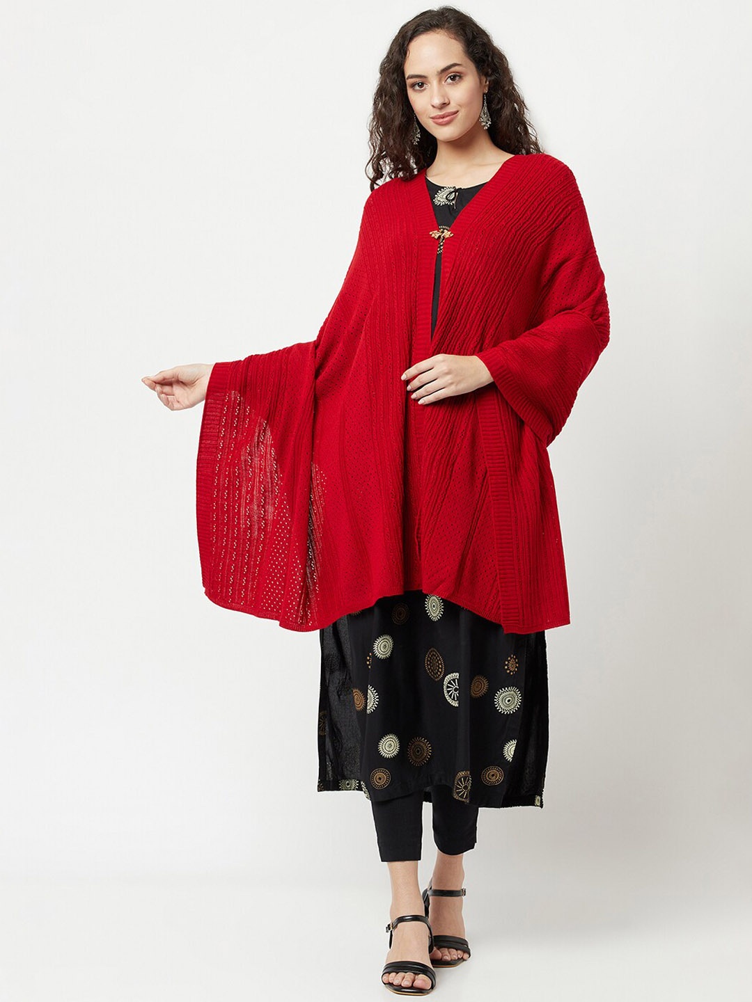 

Knitstudio Self-Design Acrylic Knitted Shawl, Red