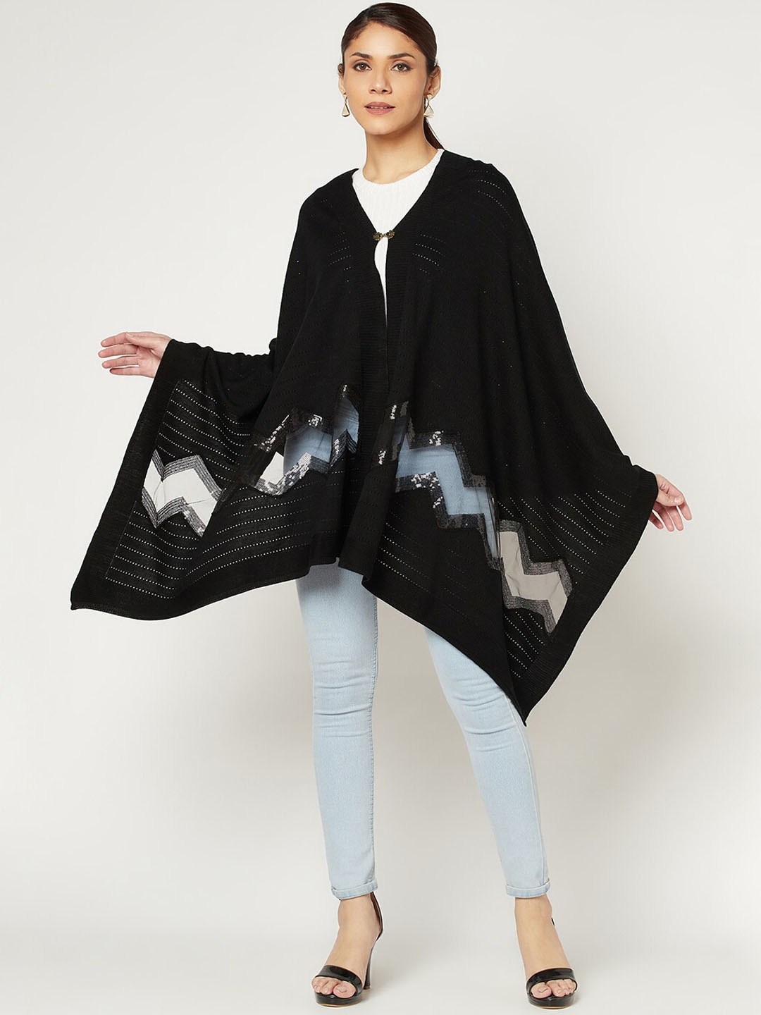 

Knitstudio Self-Designed Acrylic Shawl, Black