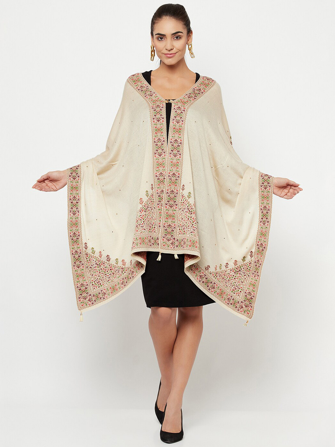 

Knitstudio Self-Design Acrylic Knitted Shawl, Beige