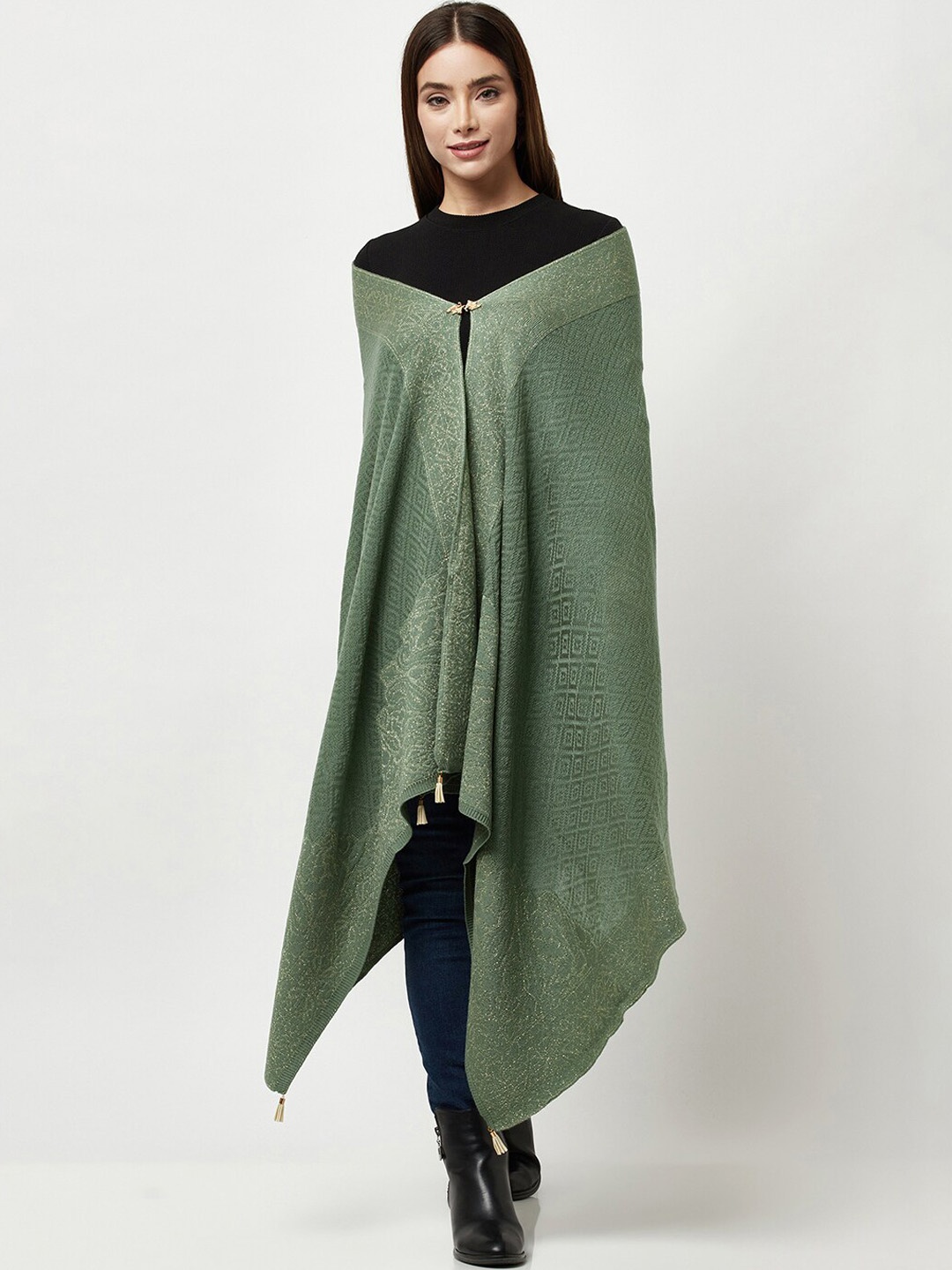 

Knitstudio Self-Design Acrylic Knitted Shawl, Green