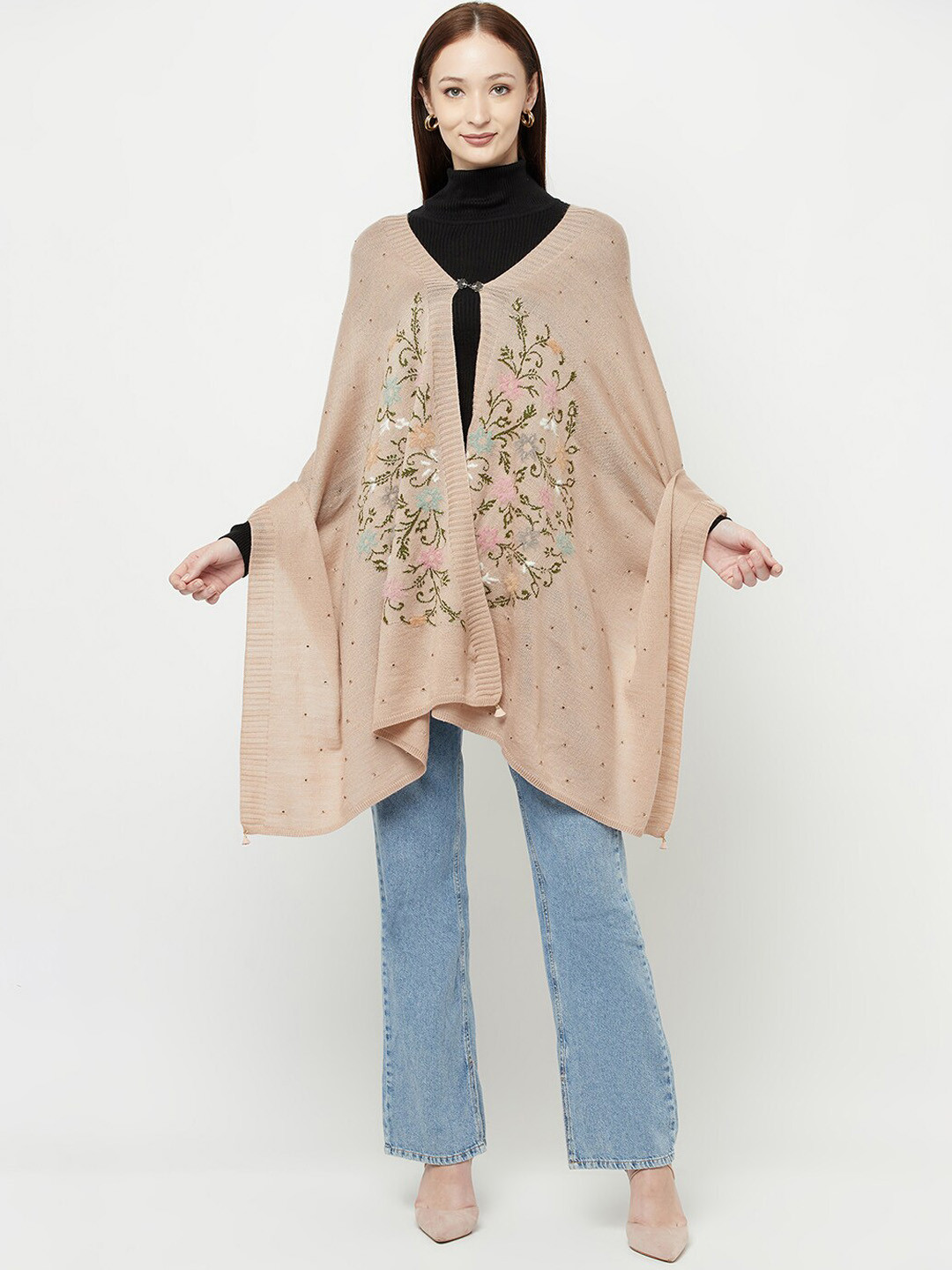 

Knitstudio Self-Design Acrylic Knitted Shawl, Beige