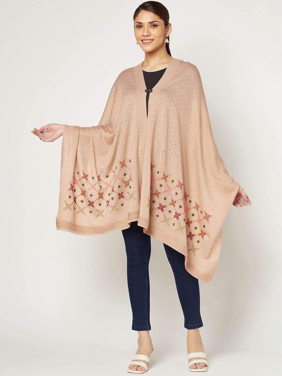 

Knitstudio Woven Design Acrylic Shawl, Pink