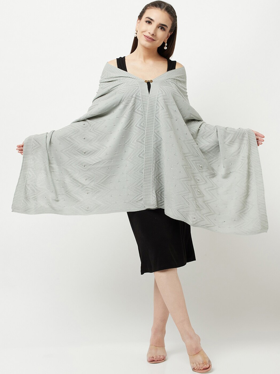 

Knitstudio Woven Design Acrylic Shawl, Green