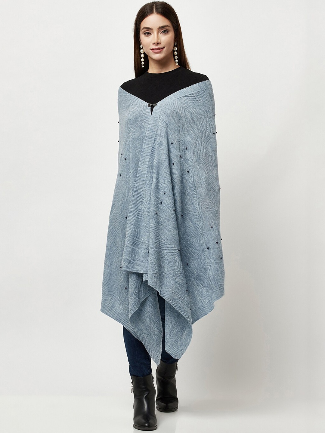 

Knitstudio Self-Design Knitted Acrylic Shawl, Blue