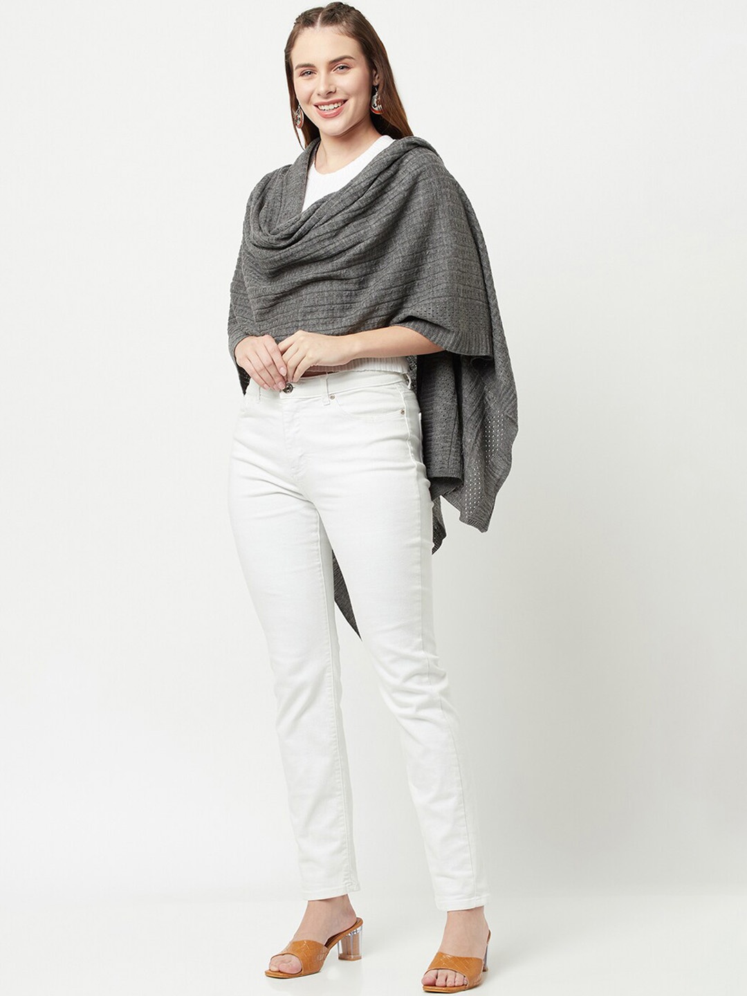 

Knitstudio Ribbed Acrylic Shawl, Grey