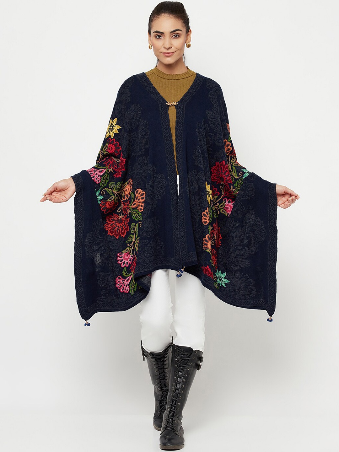 

Knitstudio Self-Design Acrylic Knitted Shawl, Navy blue