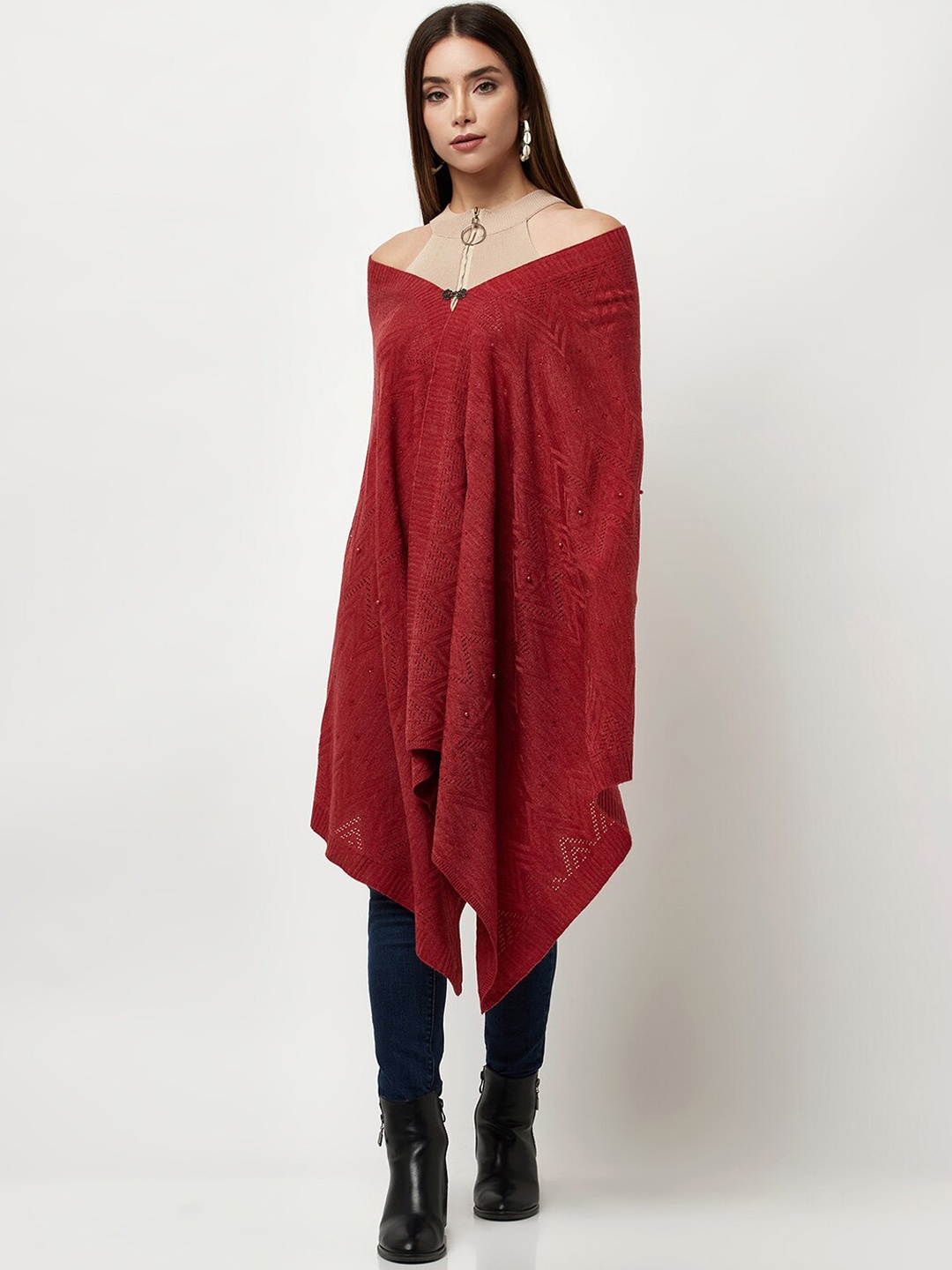 

Knitstudio Self-Design Acrylic Shawl, Red