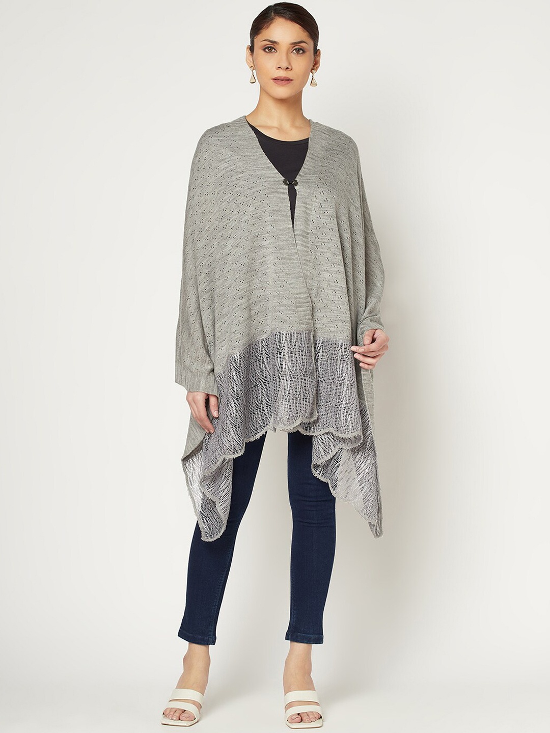 

Knitstudio Woven Design Acrylic Shawl, Grey