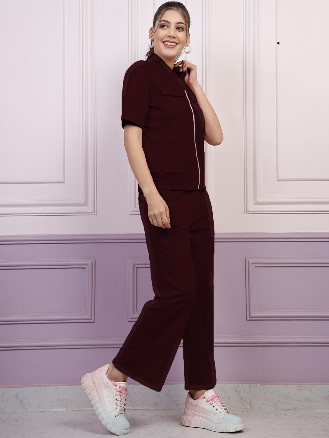 

Athena Zipper Sweatshirt With Trousers, Burgundy