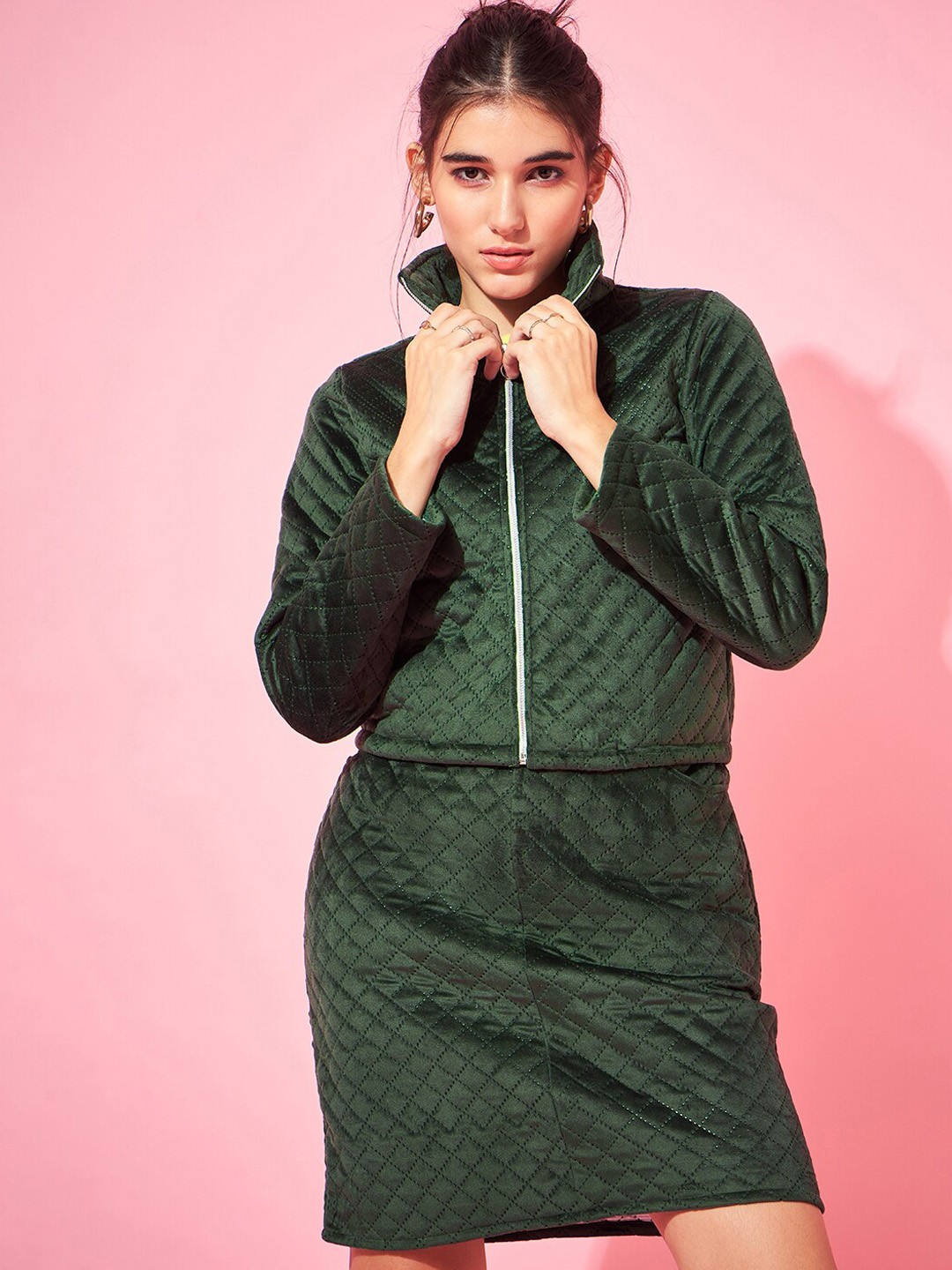 

Athena Quilted Jacket With Skirt Co-Ords, Green