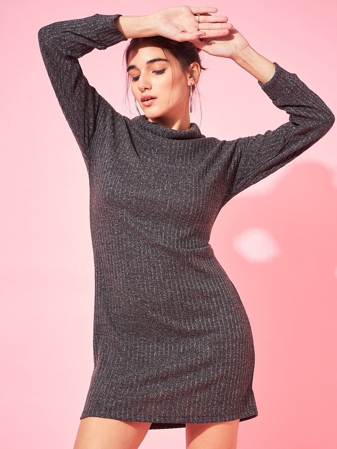 

Athena Self Designed Woollen Bodycon Dress, Grey