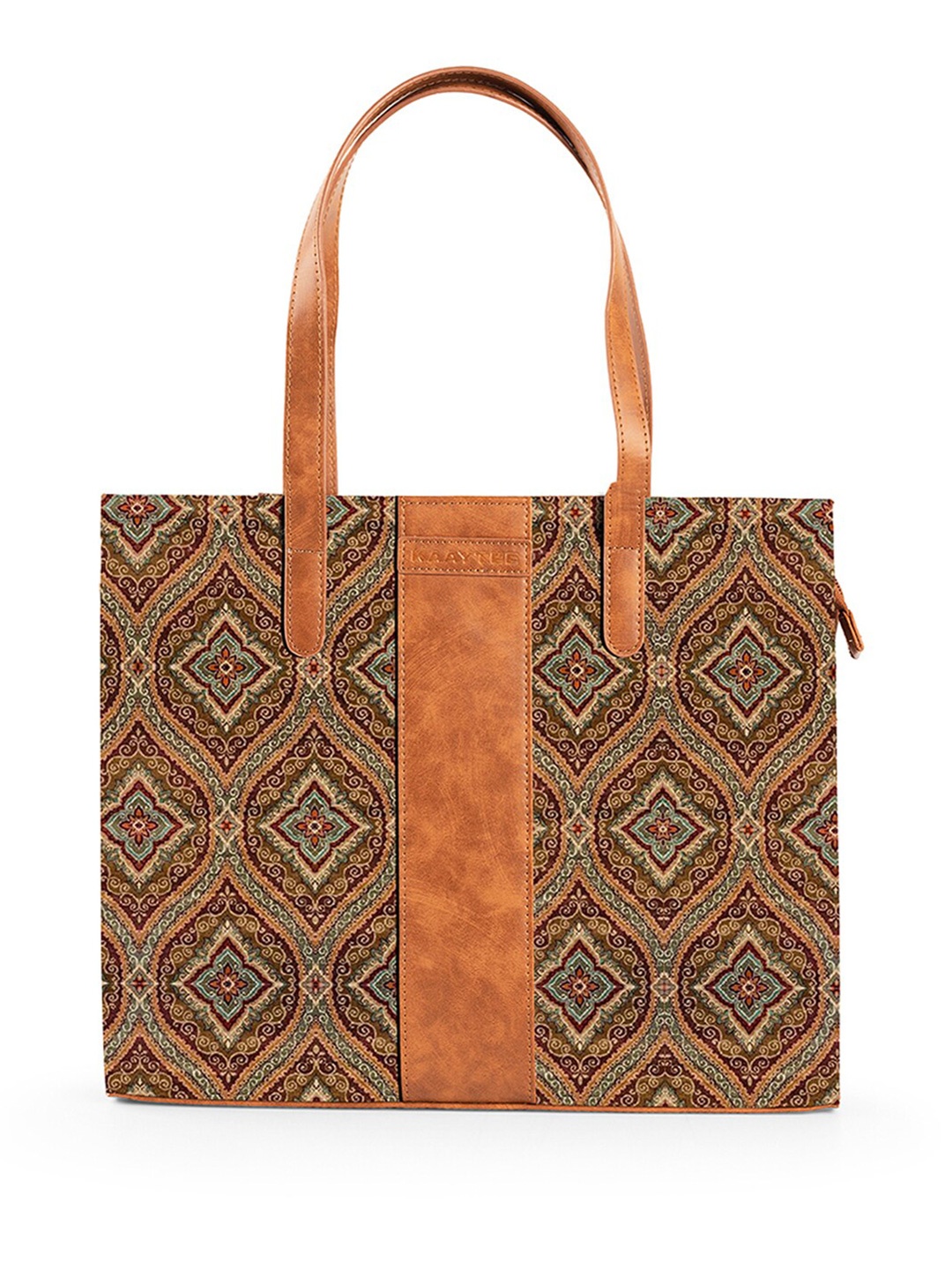 

KAAYTEE Women Printed Jute Laptop Bag, Tan