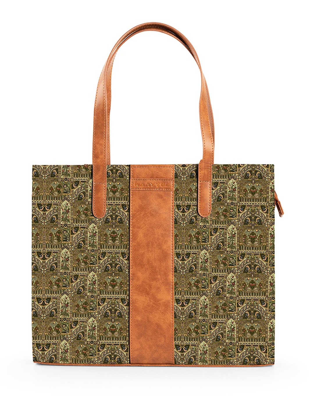 

KAAYTEE Ethnic Motifs Printed Jute Laptop Bag Up to 15 inch, Green