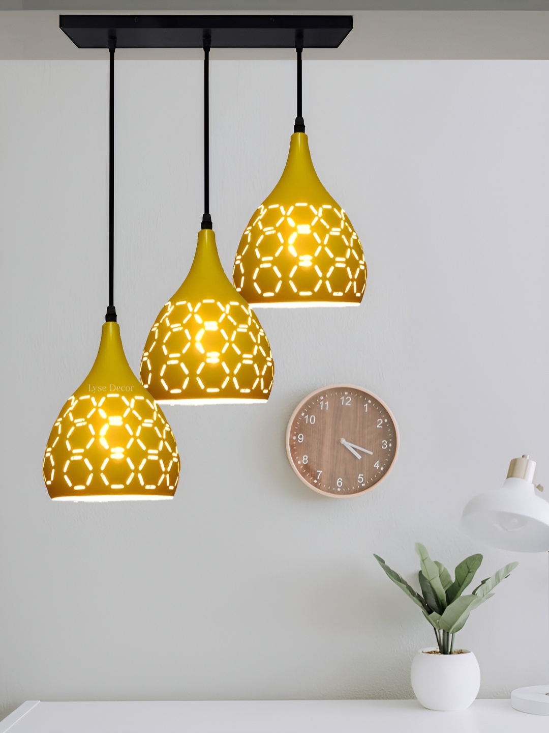 

Lyse Decor Yellow Textured Aluminium Semi-Sphere Ceiling Lamp