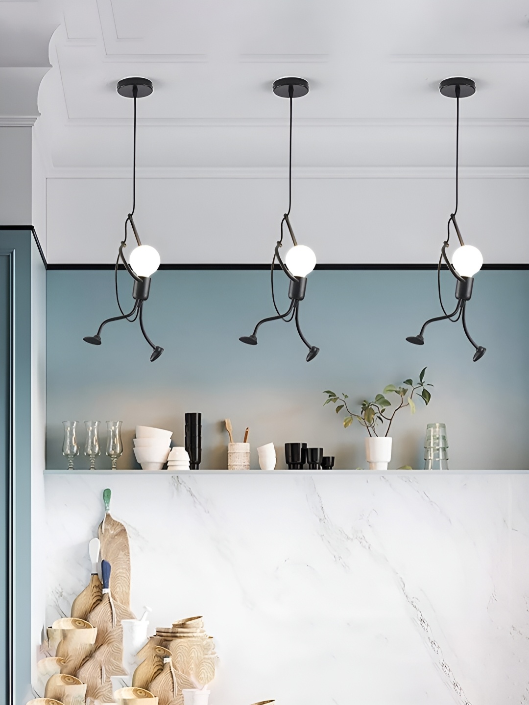 

Lyse Decor 3 Pcs Black Metal Ceiling Lamps
