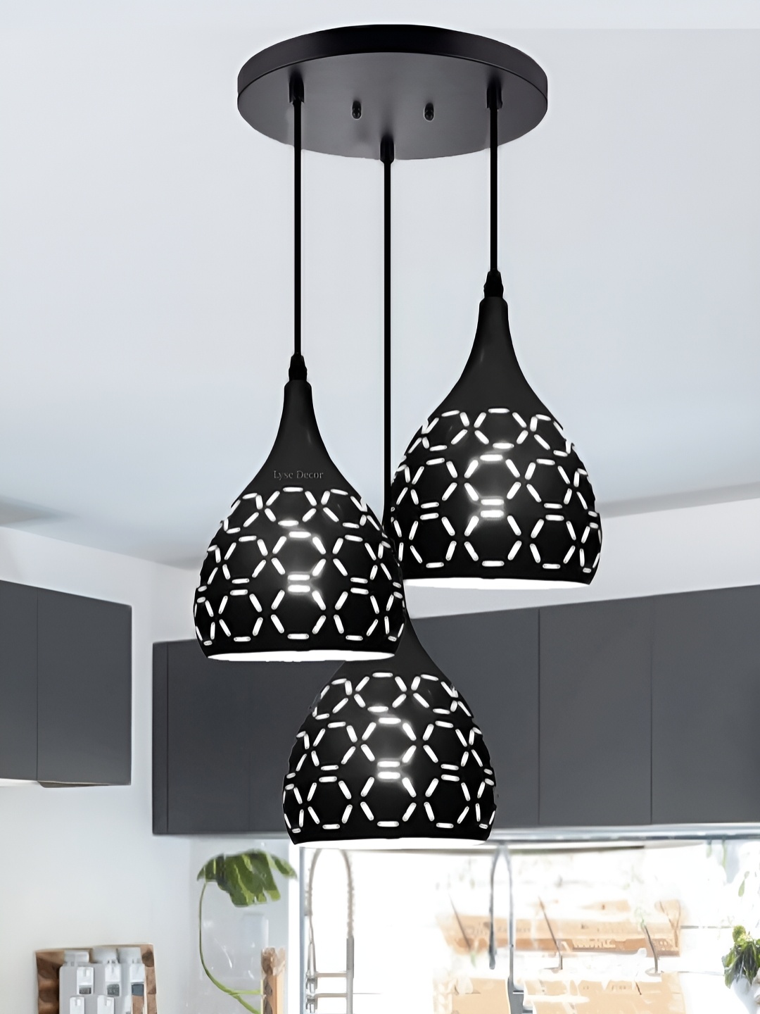 Lyse Decor Black Textured Aluminium Ceiling Lamp