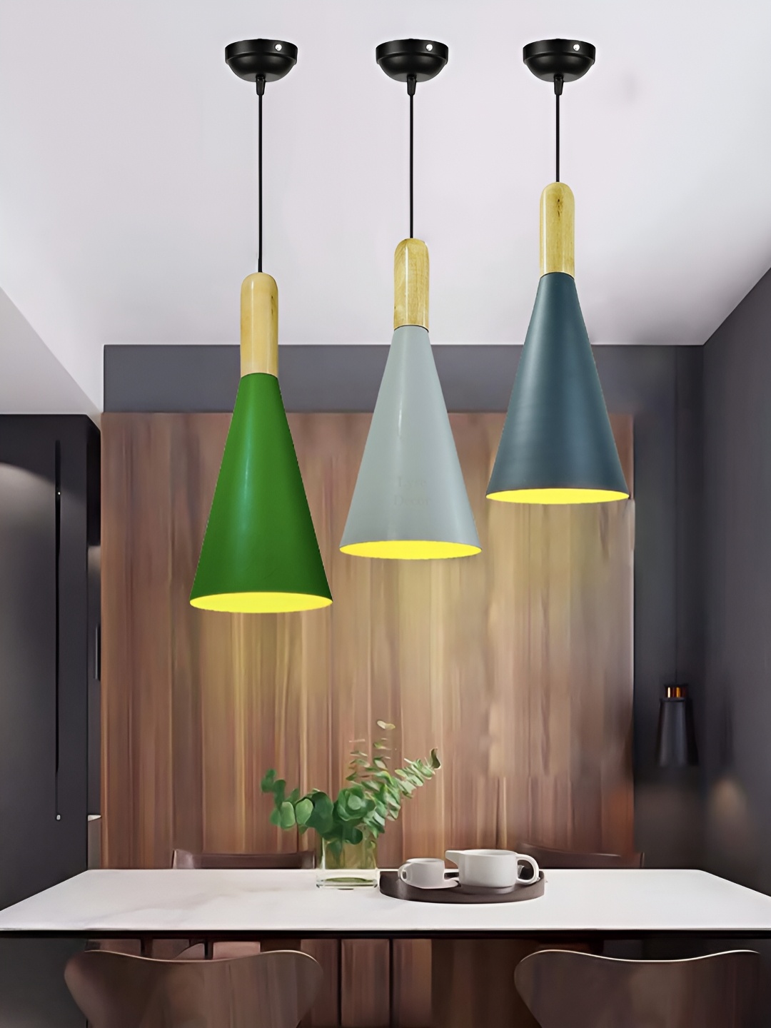 

Lyse Decor Contemporary Aluminium Triangle Ceiling Lamp, Green