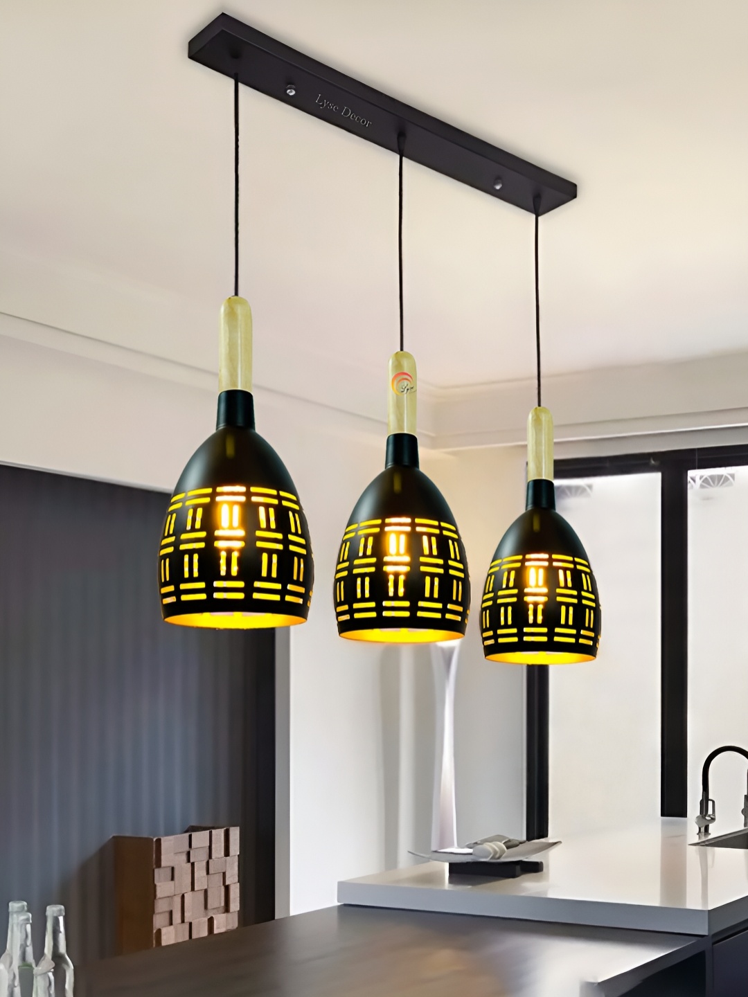 Lyse Decor Black Contemporary Aluminium Spherical Ceiling Lamp