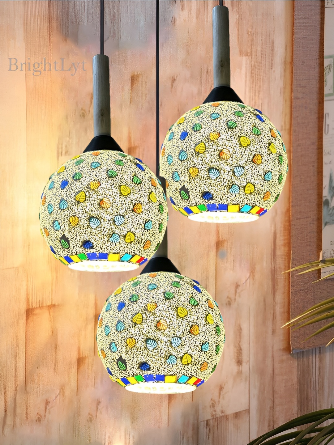 

BrightLyt White & Blue Textured Glass Hanging Lights Ceiling Lamp With Adjustable Cord