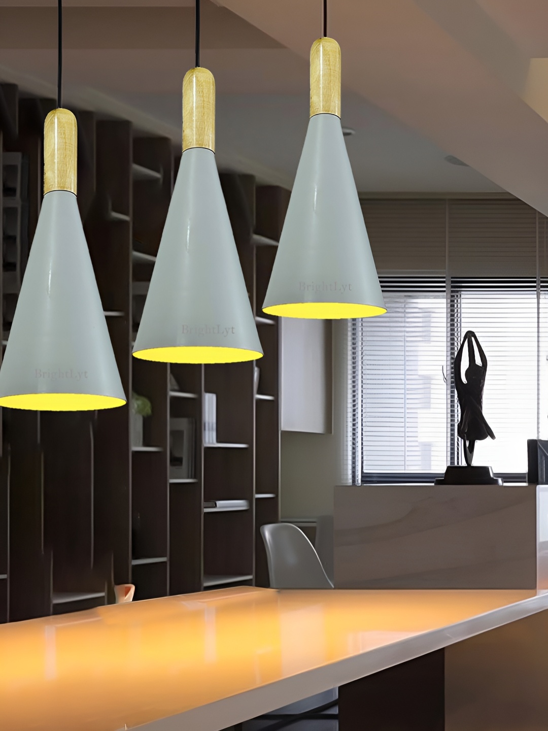 

BrightLyt Grey Contemporary Aluminium Triangle Ceiling Lamp, White