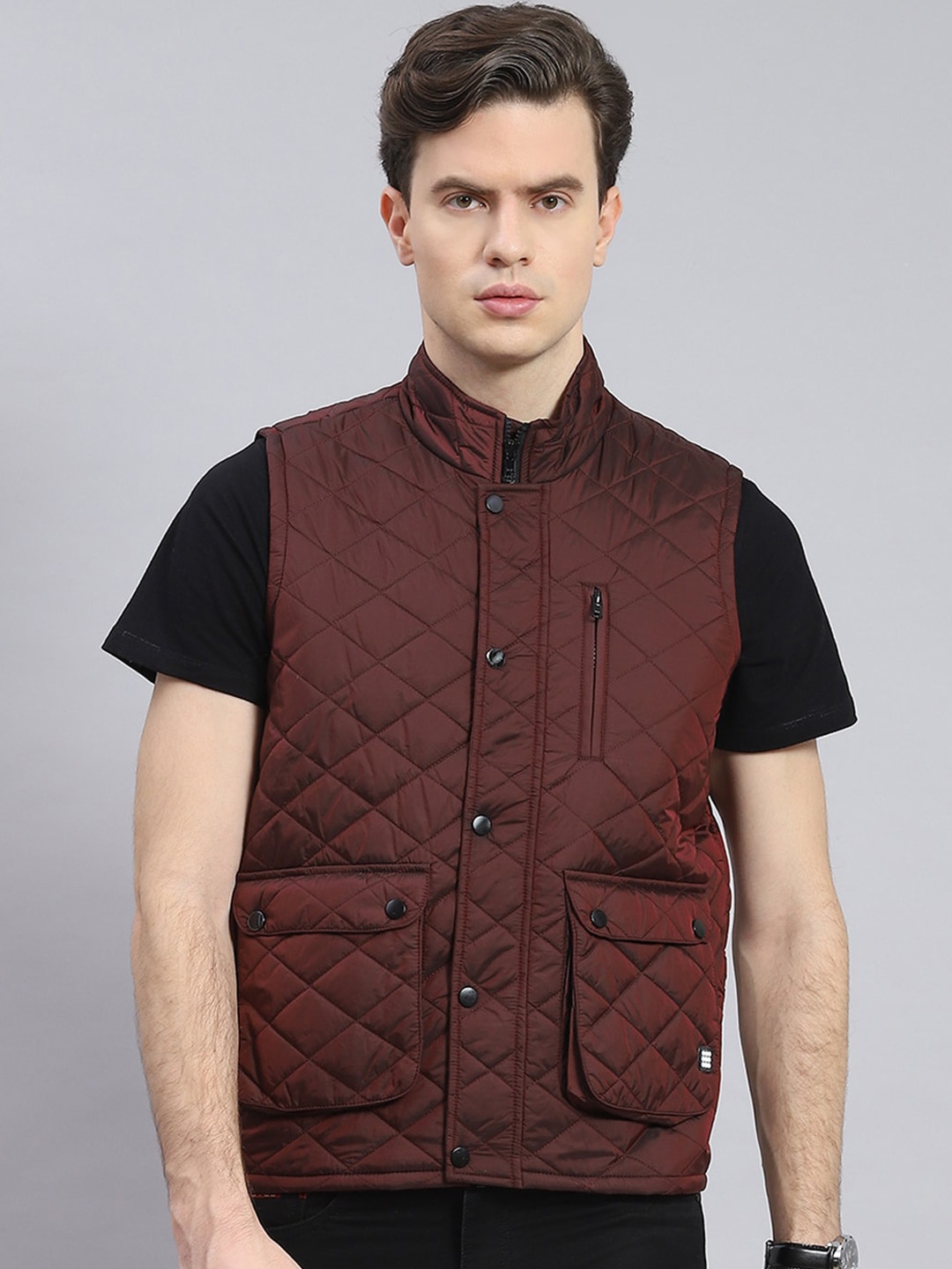 

rock.it Mock Collar Lightweight Quilted Jacket, Maroon