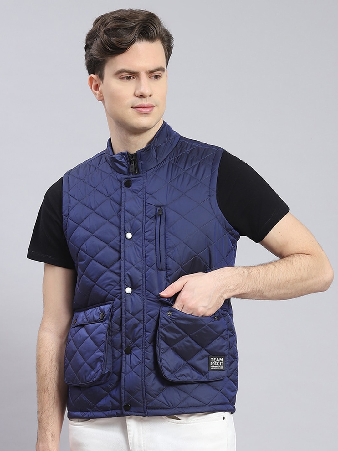 

rock.it Mock Collar Lightweight Quilted Jacket, Blue
