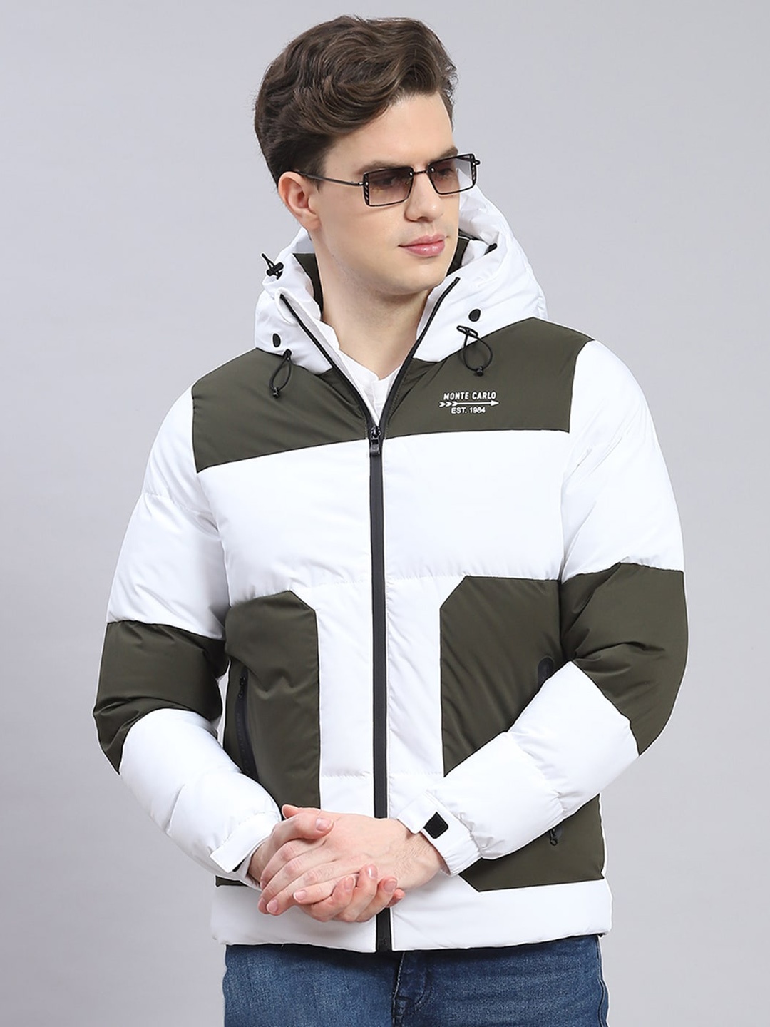 

Monte Carlo Colourblocked Hooded Lightweight Padded Jacket, Olive