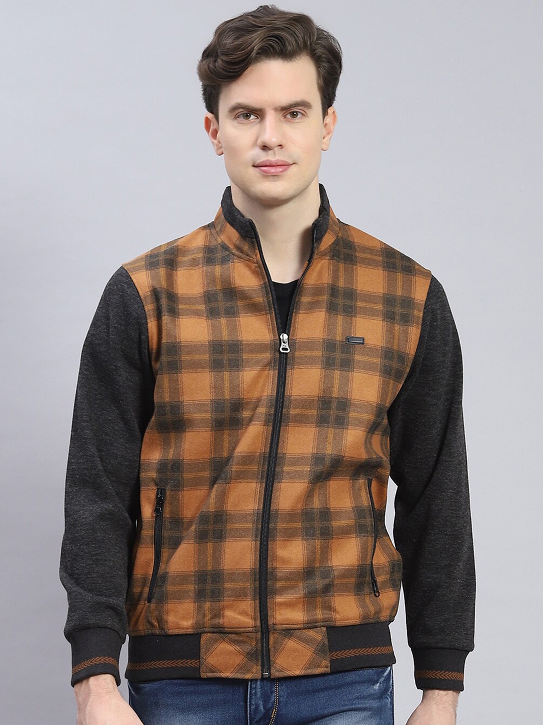 

Monte Carlo Checked Mock Collar Sweatshirt, Mustard