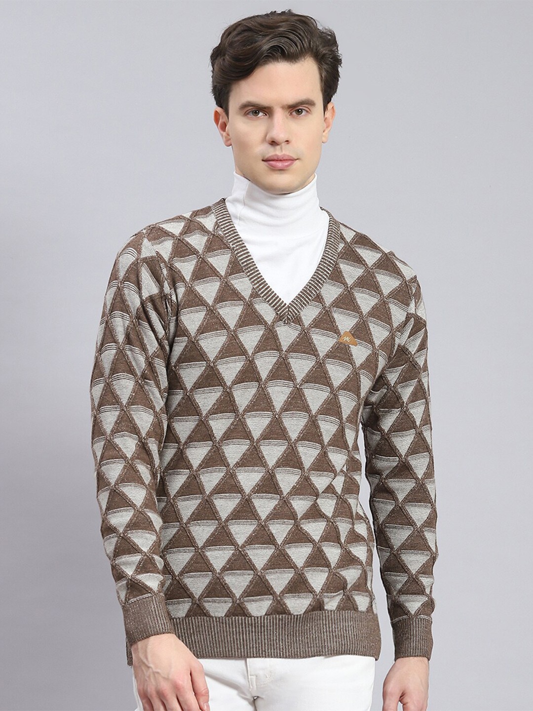 

Monte Carlo Self Design Woollen Pullover, Brown