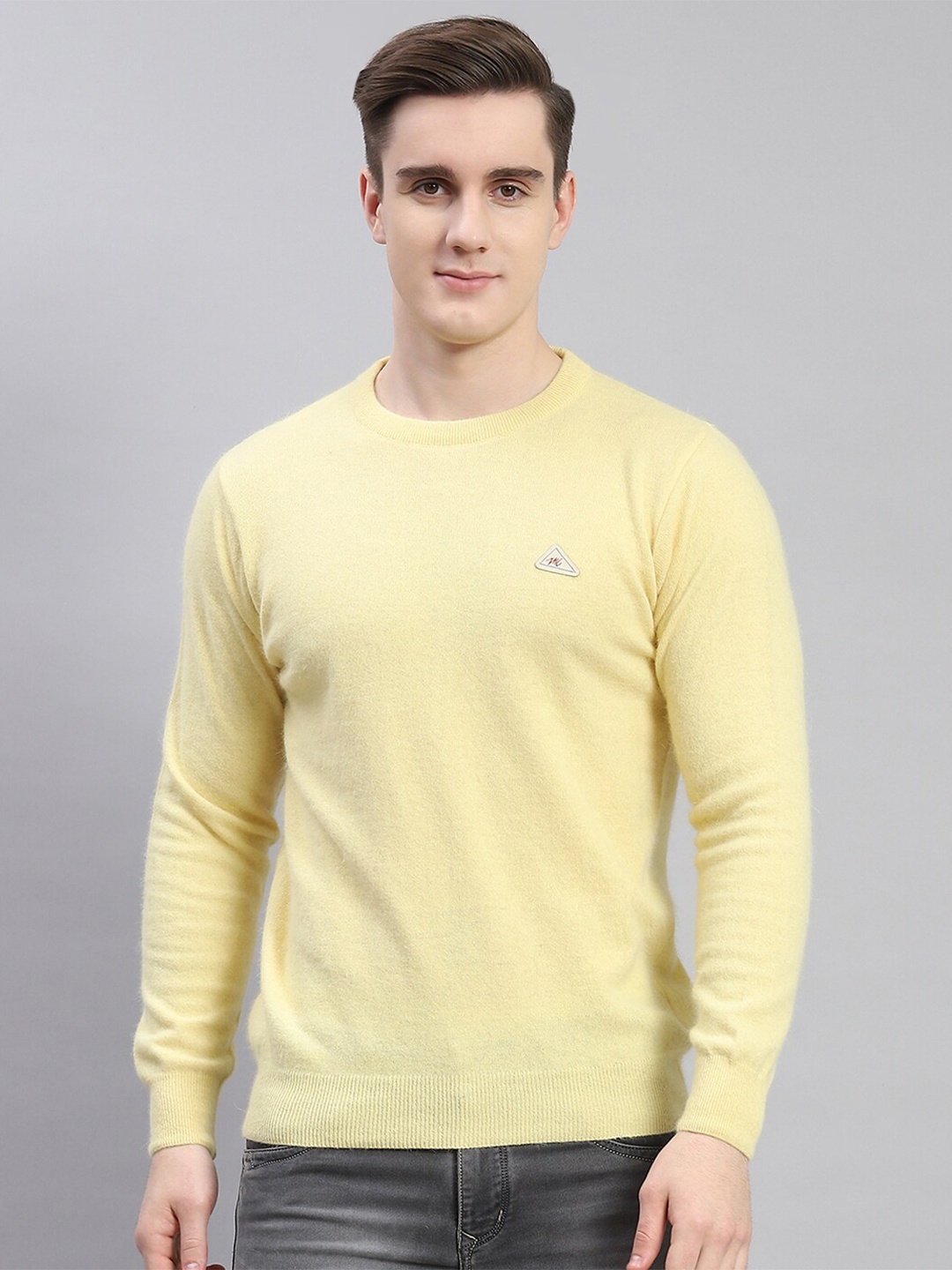 

Monte Carlo Round Neck Woollen Pullover Sweater, Yellow