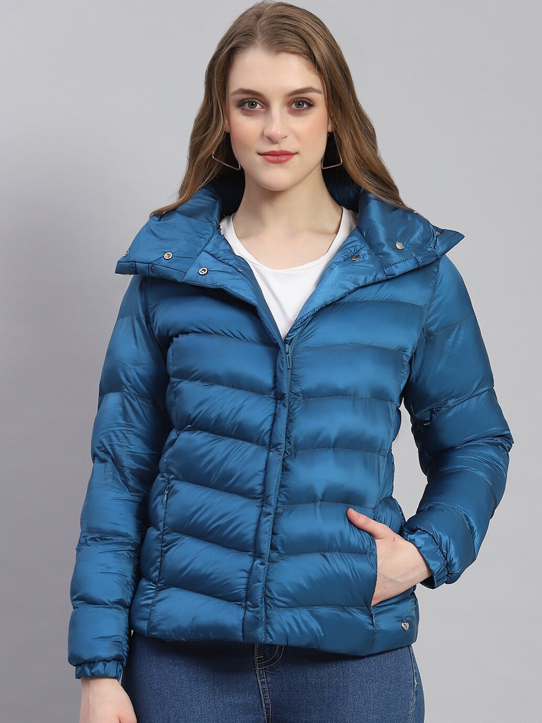 

Monte Carlo Mock Collar Lightweight Padded Jacket, Teal
